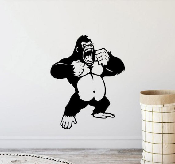 King Kong Wall Decal Gorilla Vinyl Sticker Sign Angry Monkey Etsy