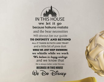 In This House We Do Disney Sign Wall Decal Disney Poster Baby Bedroom Quote Vinyl Sticker Nursery Gift Kids Decor Playroom Wall Art 6b97
