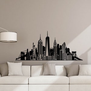 New York Skyline Wall Decal New York Poster New York Sign Gift Home Bedroom Vinyl Sticker New York Wall Decor New York Wall Art Print 9-54