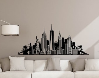 New York Wall Decals NY Sign City Travel  Lettering Vinyl Sticker Bedroom ZX93