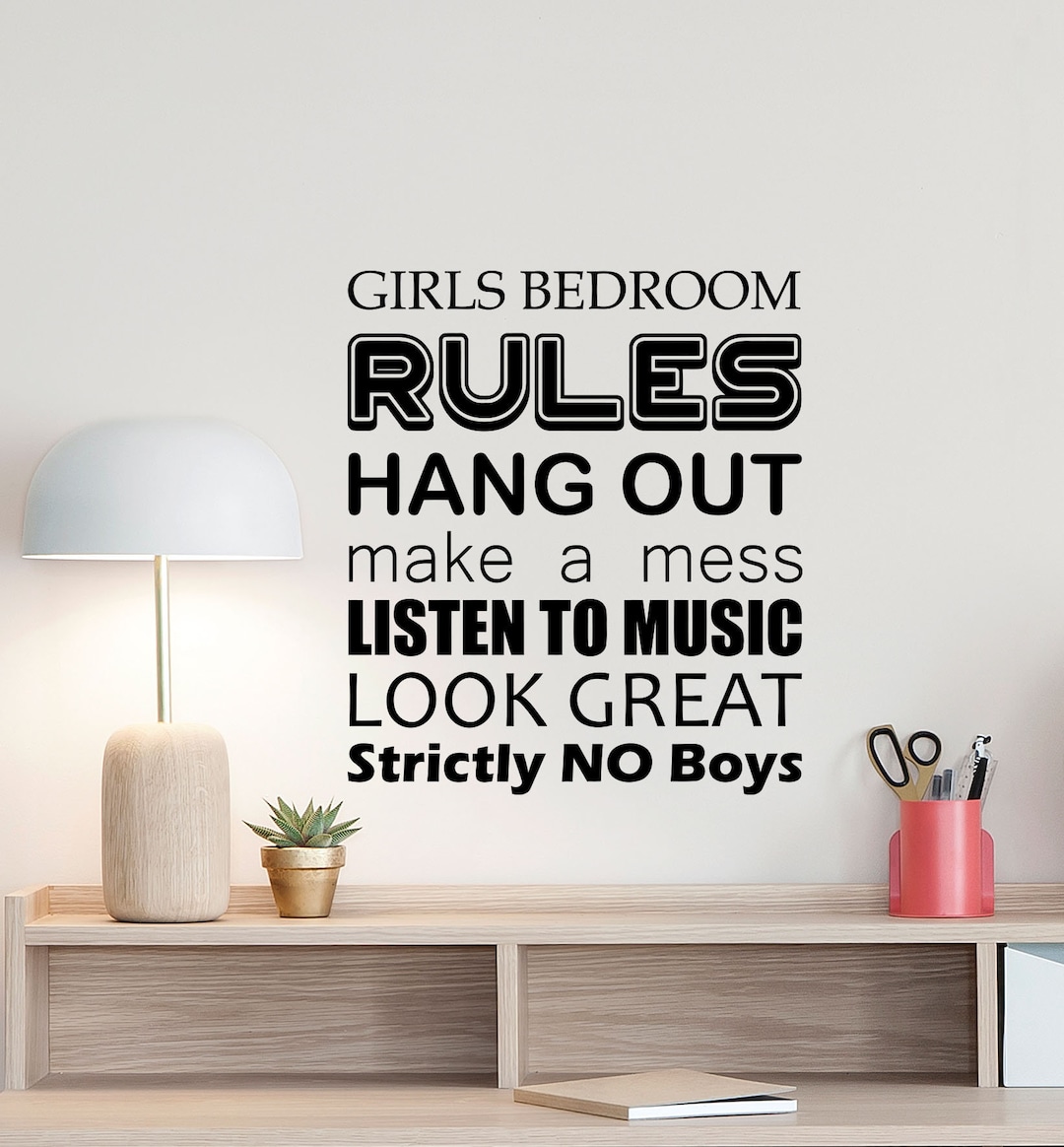 Girls Bedroom Rules Decal Wall Poster Playroom Door Sign Nursery Girl