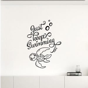 Just Keep Swimming Wall Decal Finding Nemo Turtle Squirt Poster Sign Bathroom Quote Disney Vinyl Sticker Gift Decor Playroom Wall Art 6k98