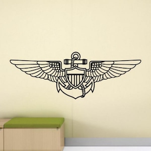 Navy Aviator Ordnance Wall Decal Vinyl Sticker Naval Aviation Wings Insignia Decor Logo Sign Gift Wall Art One Color No Background 3301