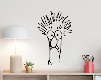 Beaker Muppet Decal Wall Vinyl Sticker Cartoon Wall Decor Window Door Sign Science Gift Lab Wall Art One Color No Background Decal 3254