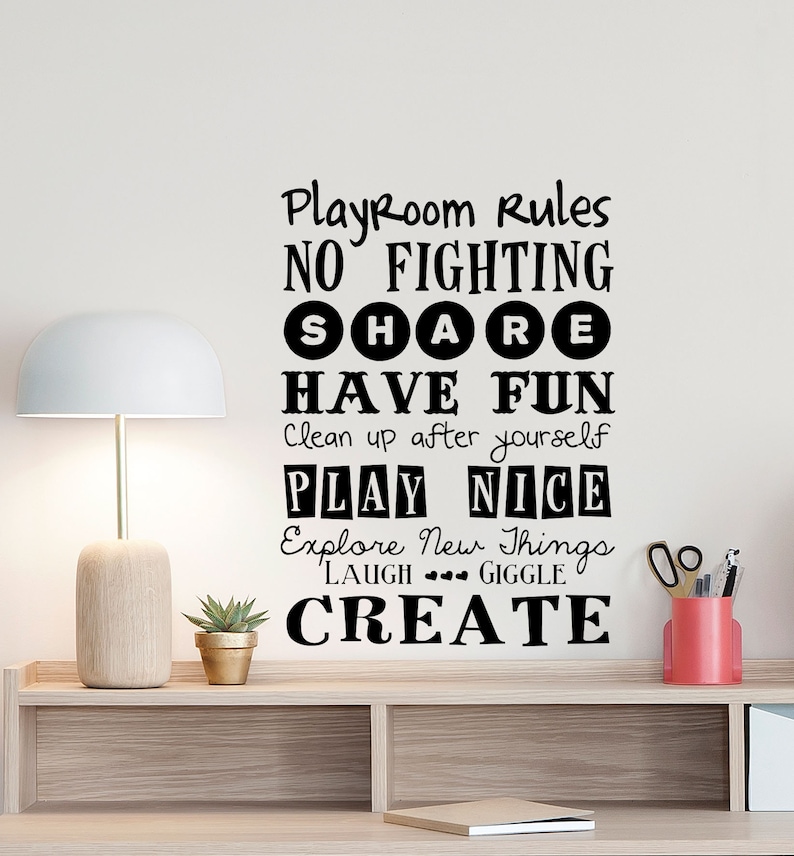 Playroom Rules Wall Decal Sign Play Room Quote Nursery Poster Etsy