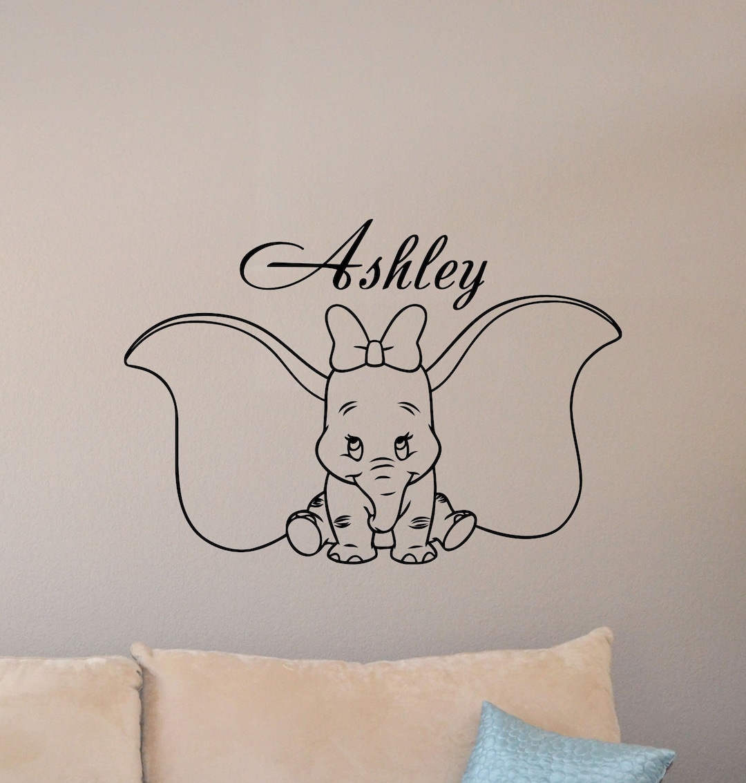 Personalized Dumbo Wall Decal Vinyl Sticker Poster Custom Name Sign