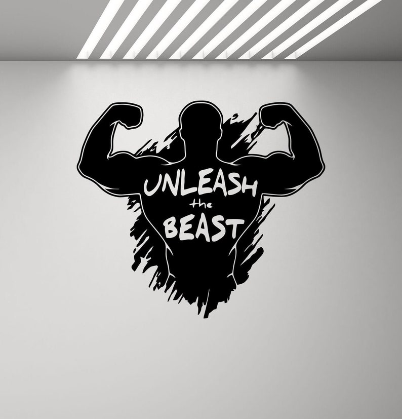 Unleash the Beast Gym Wall Decal Poster Beast Mode Sign Motivational
