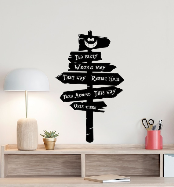 Road Sign Wall Decal Alice In Wonderland Decor Tea Party Gift Etsy