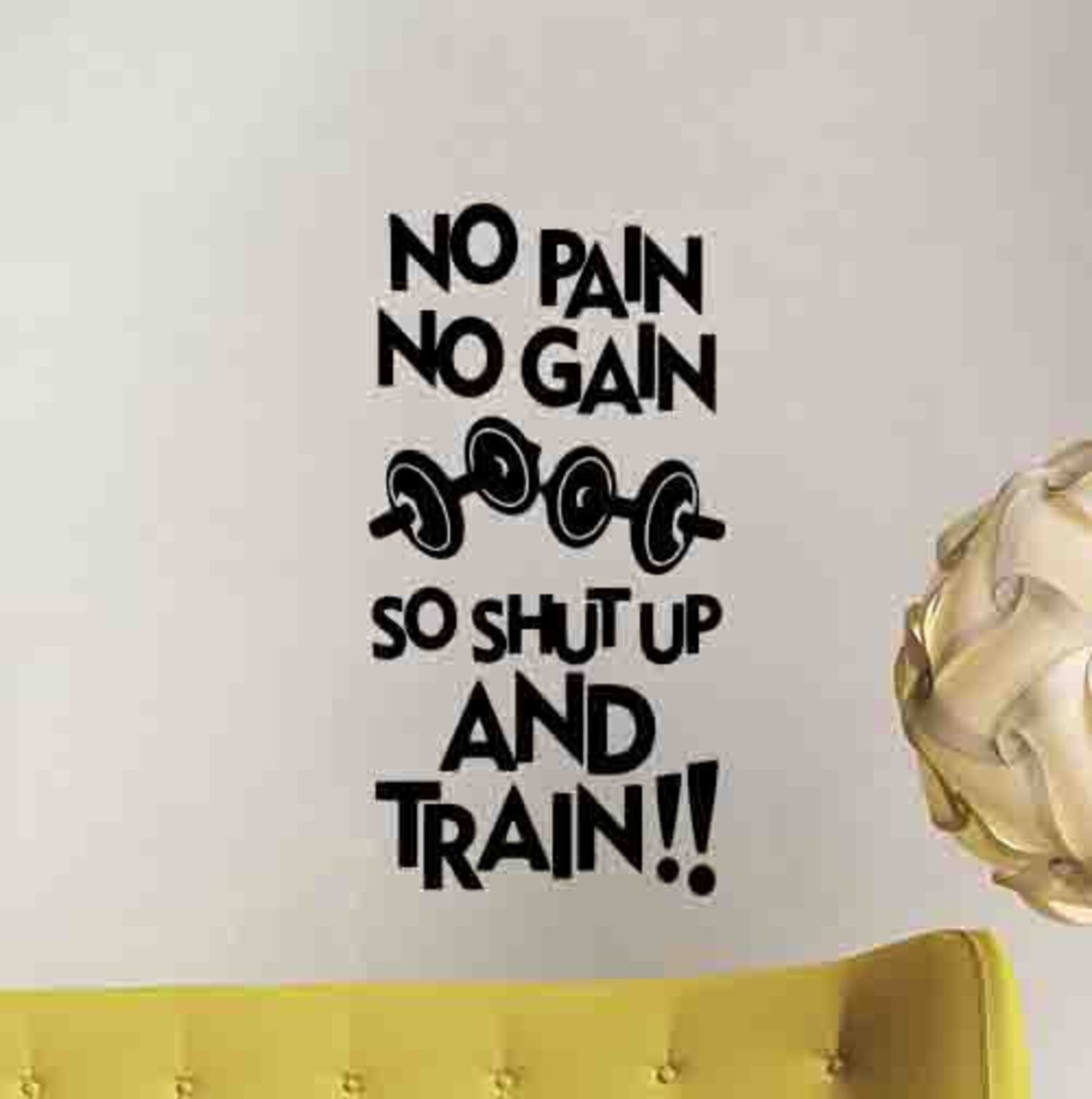 Gym Wall Decal No Pain No Gain Poster Sport Motivational Quote Vinyl ...