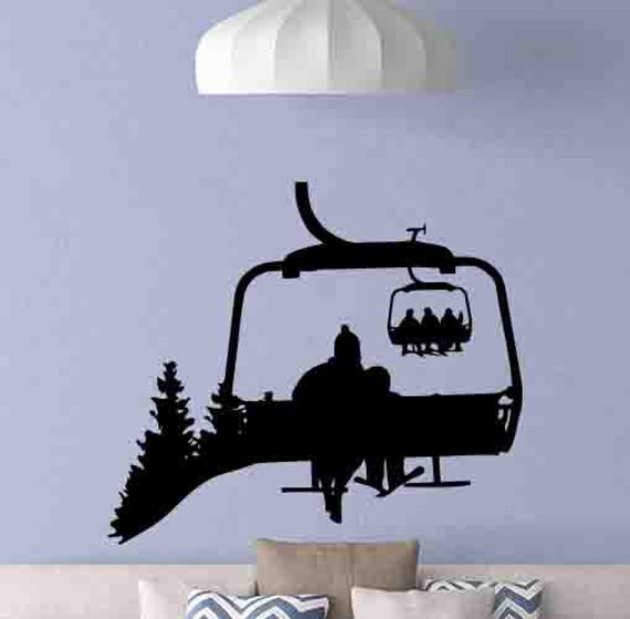 Ski Wall Decal Skier Poster Gym Mural Winter Games Skiing Sports