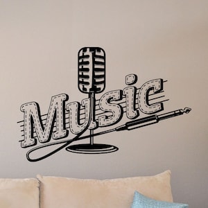 Music Wall Decal Microphone Wall Art Poster Quote Music Singer Gifts Music Sign Vinyl Sticker Studio Office Decor Home Music Wall Art 917