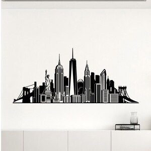 New York Skyline Wall Decal New York Poster New York Sign Gift Home Bedroom Vinyl Sticker New York Wall Decor New York Wall Art Print 9-54