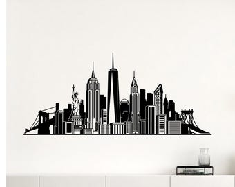 New York Skyline Wall Decal New York Poster New York Sign Gift Home Bedroom Vinyl Sticker New York Wall Decor New York Wall Art Print 9-54