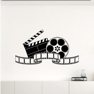 Cinema Wall Decal Movie Film Tape Poster Home Theater Action Sign Playroom Vinyl Sticker Print Gift Video Decor Film Strip Wall Art 8-89