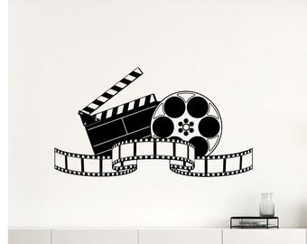 Cinema Wall Decal Movie Film Tape Poster Home Theater Action Sign Playroom Vinyl Sticker Print Gift Video Decor Film Strip Wall Art 8-89