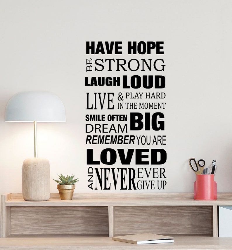 Haben Hoffnung Wand Zitat Aufkleber stark geben nie geben | Etsy