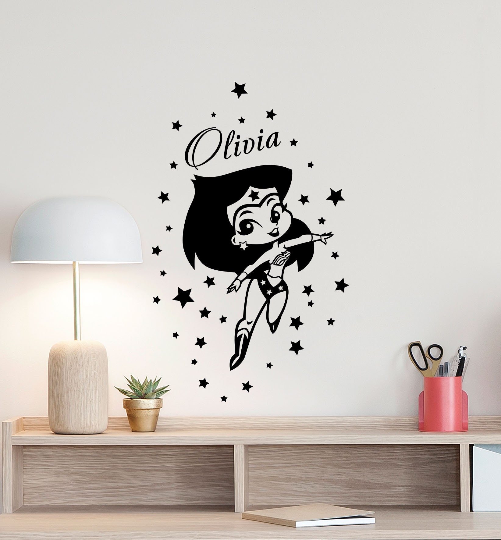 Wall Decal For Nursery Wonderwoman Name Decal Personalized Name Decal Custom Name Decal Name Sticker