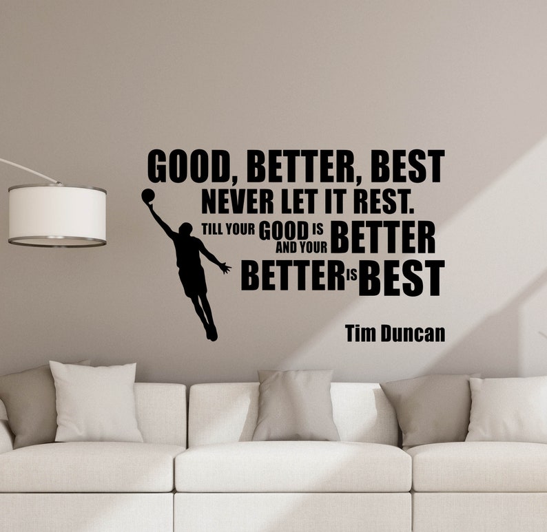 Tim Duncan Wall Decal Quote Basketball Poster Player Gifts Sign Gym Removable Vinyl Sticker Fitness Decor Home Playroom Sport Wall Art 5-66