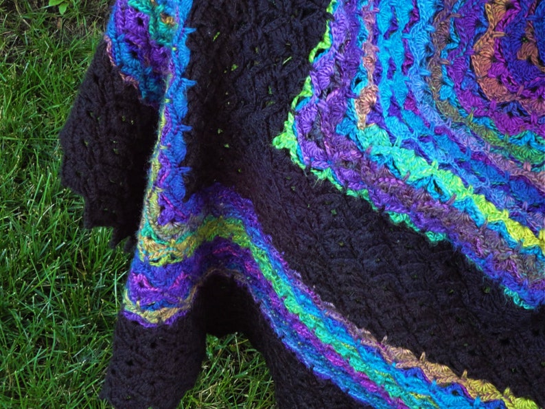 Blue waves Afghan crochet blanket soft and cozy.