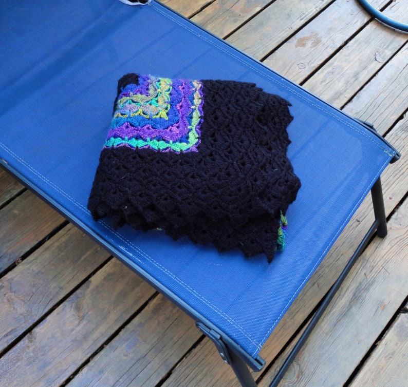 Blue waves Afghan crochet blanket soft and cozy.