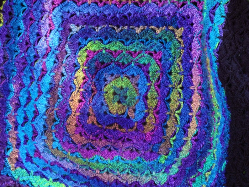 Blue waves Afghan crochet blanket soft and cozy.