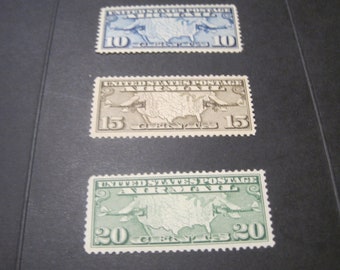 US Air Mail Briefmarken C7 C8 C9 1926-27 Mint Original Gum nie gescharniert