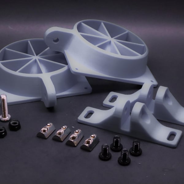 Dual 120mm Fan Mounting Kit + Hardware | Wind Simulator Kit | Sim Racing Cockpit | 8020 T-Slot Mount | SIM Racing Accessories | Flight Sim