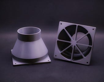 140mm Fan to 3"(75mm) Duct Reducer Adapter w/ Airflow Fins | Wind Simulator Kit | SIM Racing Cockpit Rig | SIM Racing Mods | Flight Sim