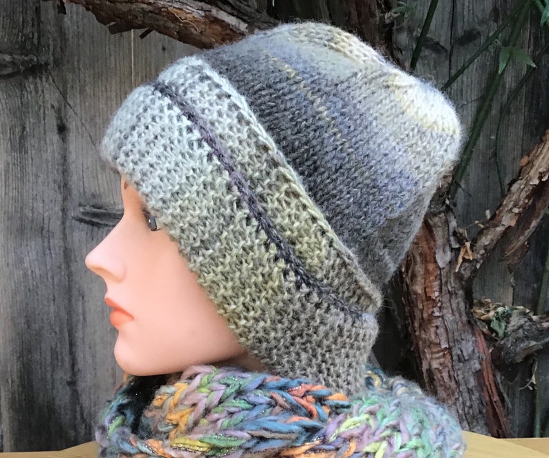 Hand knit beanie hat Made-in-USA Handmade hat Slouch hat Soft Italian import wool blend yarn Non-itch yarn Northern Cal Unisex Hat