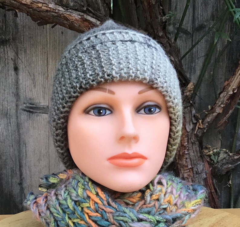 Hand knit beanie hat Made-in-USA Handmade hat Slouch hat Soft Italian import wool blend yarn Non-itch yarn Northern Cal Unisex Hat