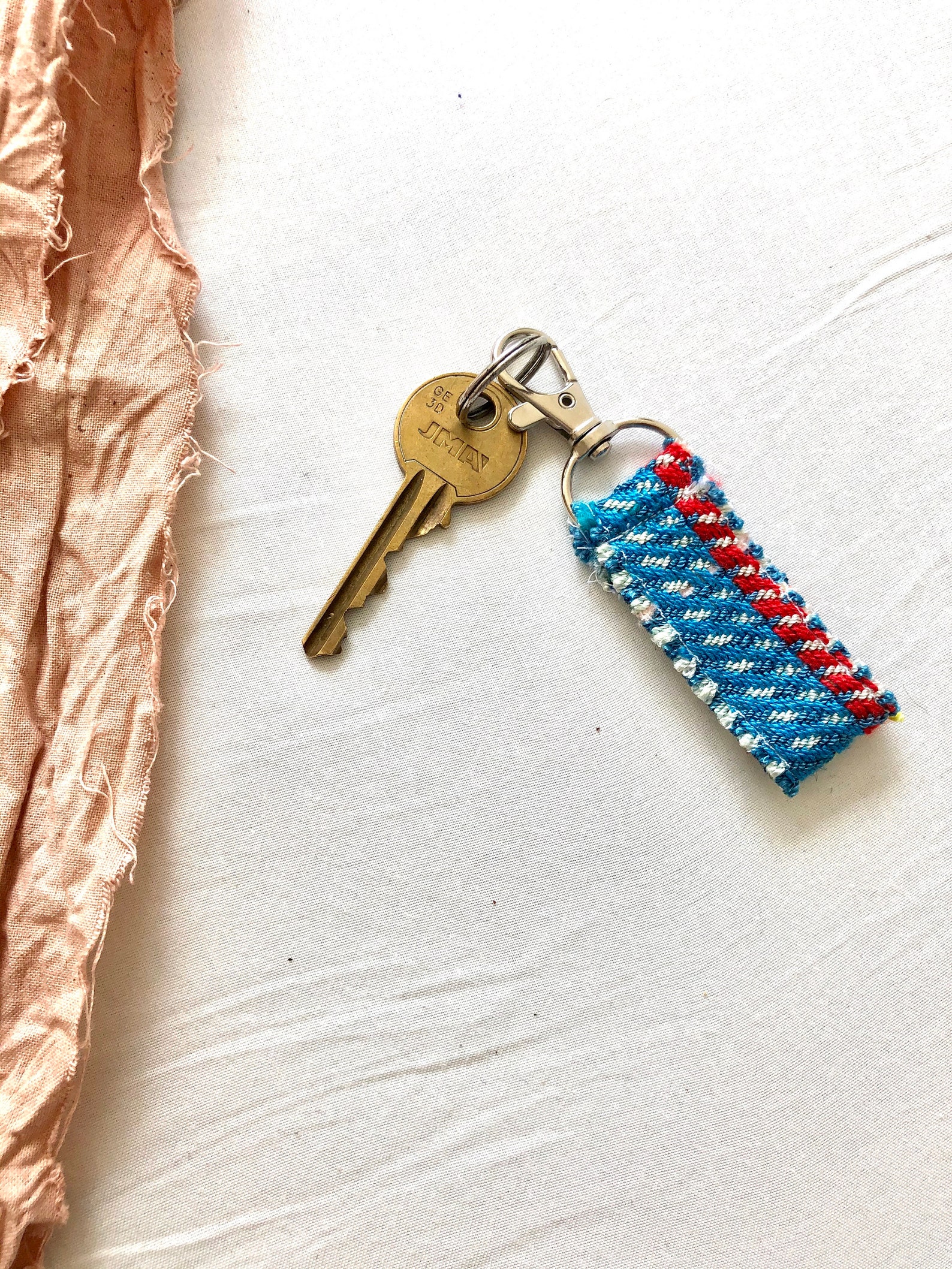 Hand Woven Red White and Blue Keychain Etsy