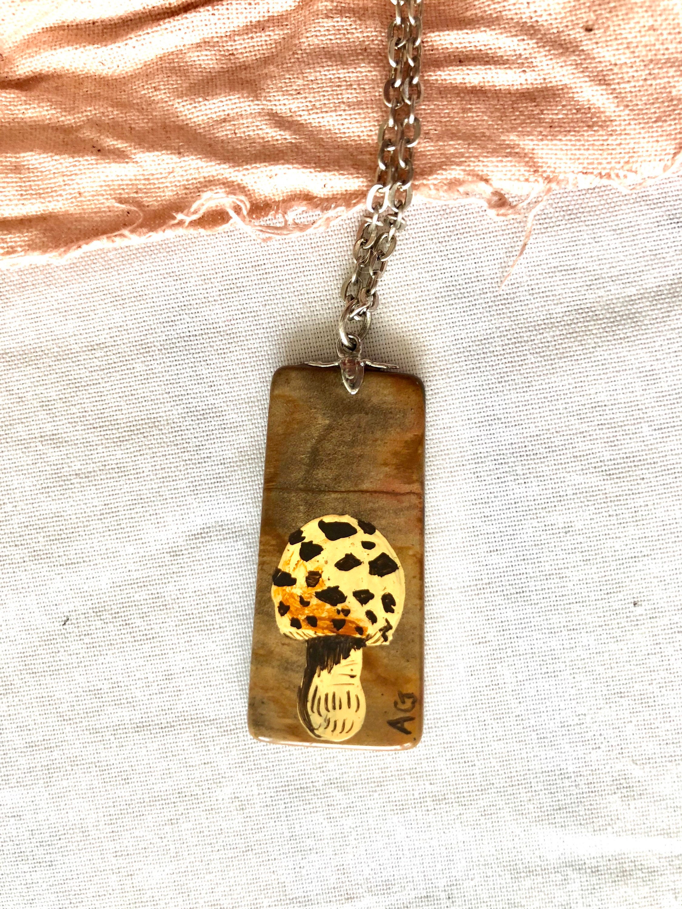 Wooden Toadstool PendantNecklace