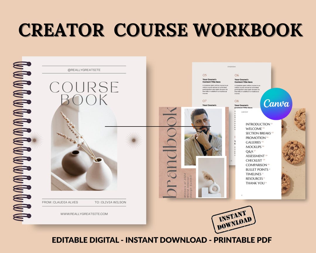 Editable Creator Course Workbook Ebook, Digital Content Creator Planner ...