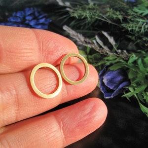 Gold Earstud Circle, Stainless Steel, real gold plated, open circle studs image 2