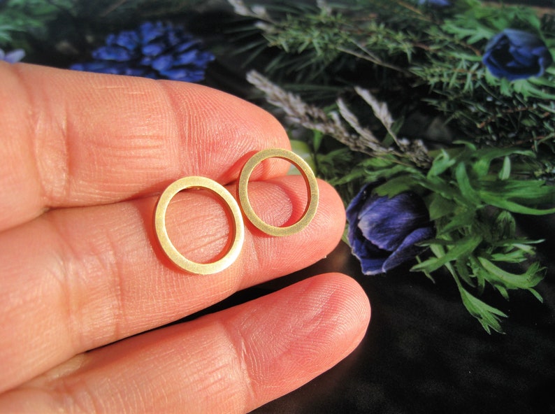 Gold Earstud Circle, Stainless Steel, real gold plated, open circle studs image 2