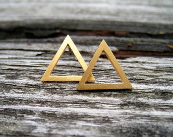 Geometrische Dreieck Stecker gold, Edelstahl, geometrisch, offene Dreieck Ohrringe, vergoldet, 1 Paar Ohrstecker gold