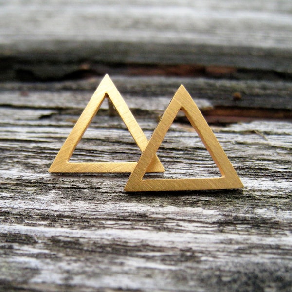 Triangle studs gold geometric stainless steel