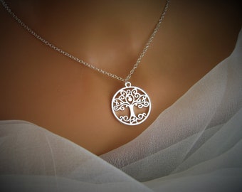 Lebensbaum Kette silber, Edelstahl Kette, Yggdrasil, Silberkette, minimalistisch, Baum des Lebens