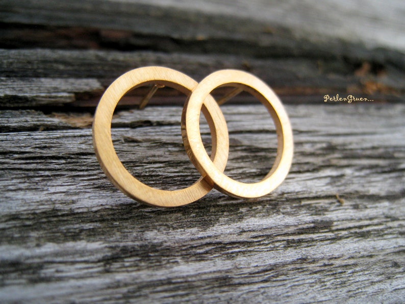 Gold Earstud Circle, Stainless Steel, real gold plated, open circle studs image 7