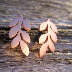 Leaves studs rose gold stainless steel minimal