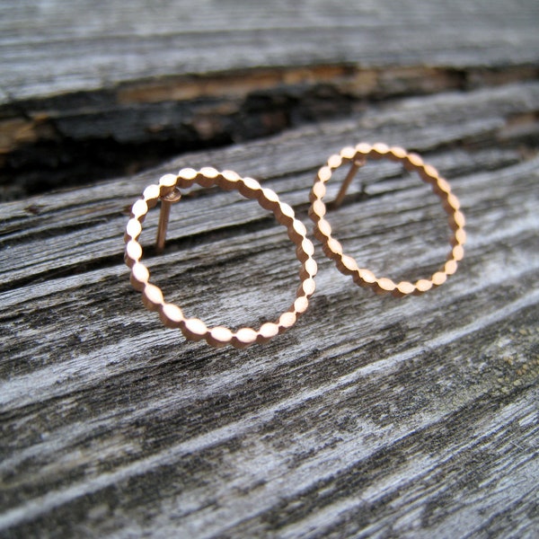 Stud Earrings Twisted circle rose gold, minimalist, stainless steel real gold plated, twisted circle earrings