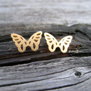 Butterfly studs gold plated stainless steel