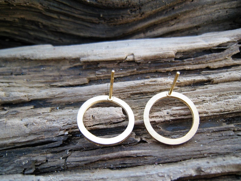 Gold Earstud Circle, Stainless Steel, real gold plated, open circle studs image 9