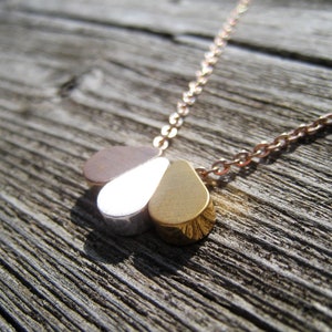 Three drops necklace, rose gold, stainless steel, 3 teardrops necklace