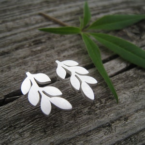 Leaves studs silver stainless steel minimal