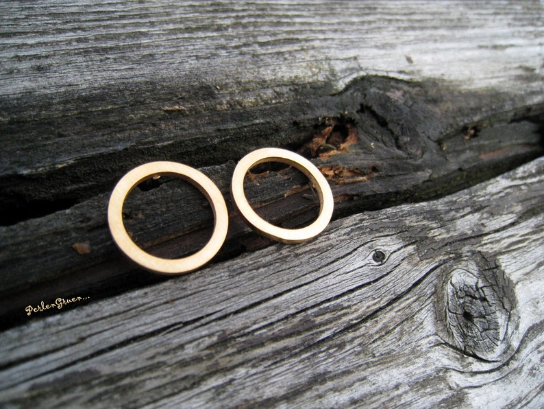 Gold Earstud Circle, Stainless Steel, real gold plated, open circle studs image 3