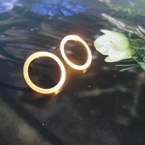 Gold Earstud Circle, Stainless Steel, real gold plated, open circle studs image 6