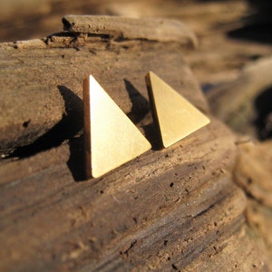 Triangle studs, gold, stainless steel, geometric, minimal