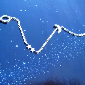 stars bracelet, silver plated, stainless steel, moon bracelet, moon star saturn
