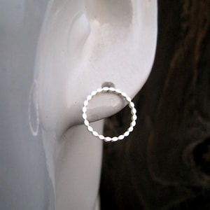 Feine gedrehte Kreis-Stecker silber, gewundene Ringe, Edelstahl, Kreislauf des Lebens, minimalistisch, twisted circle, 1 Paar Bild 5